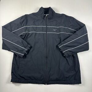 Vintage Nike Full Zip Track Jacket Black Mens XL Gray Tag Active Warm Up‎